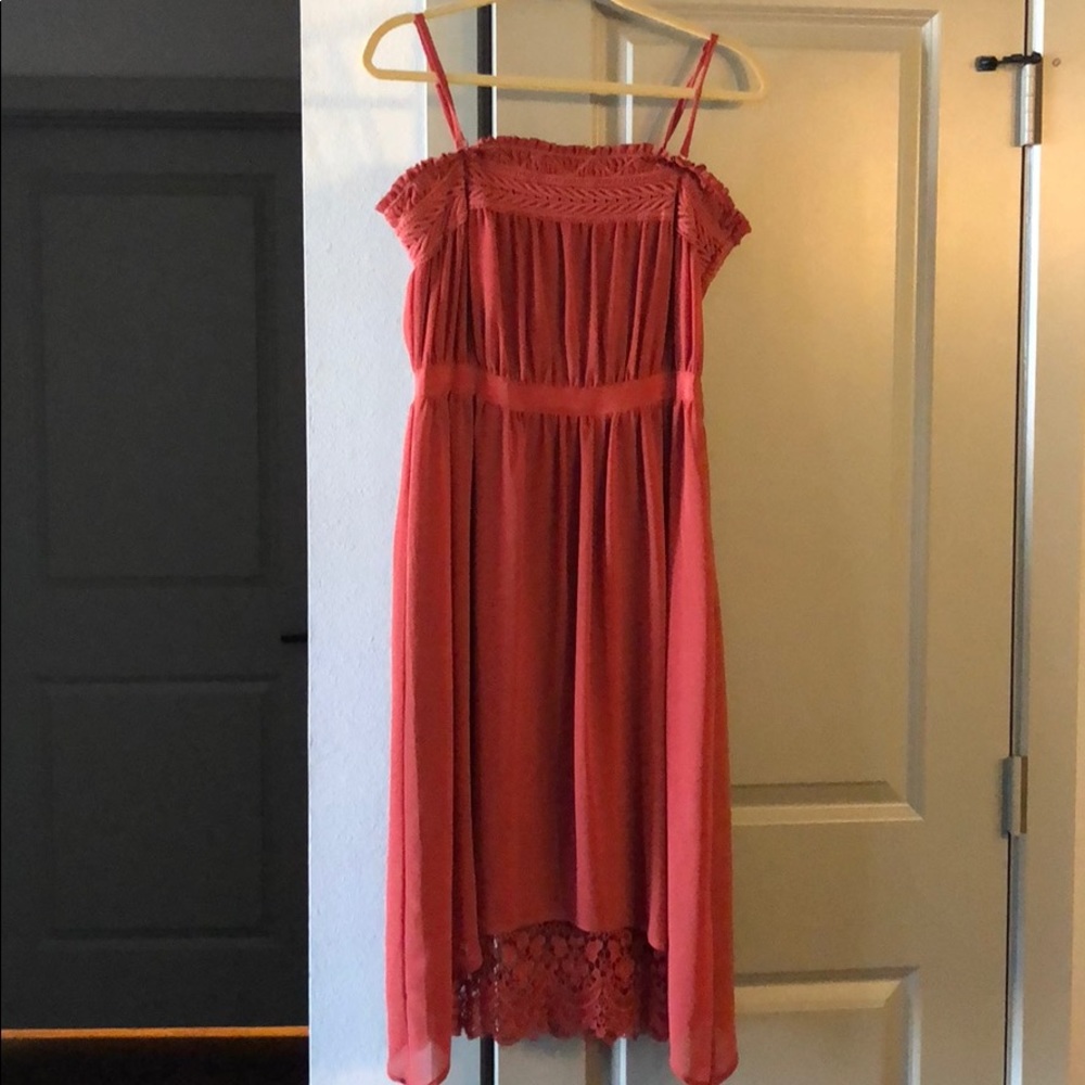 Melon colored, removable spaghetti strap dress